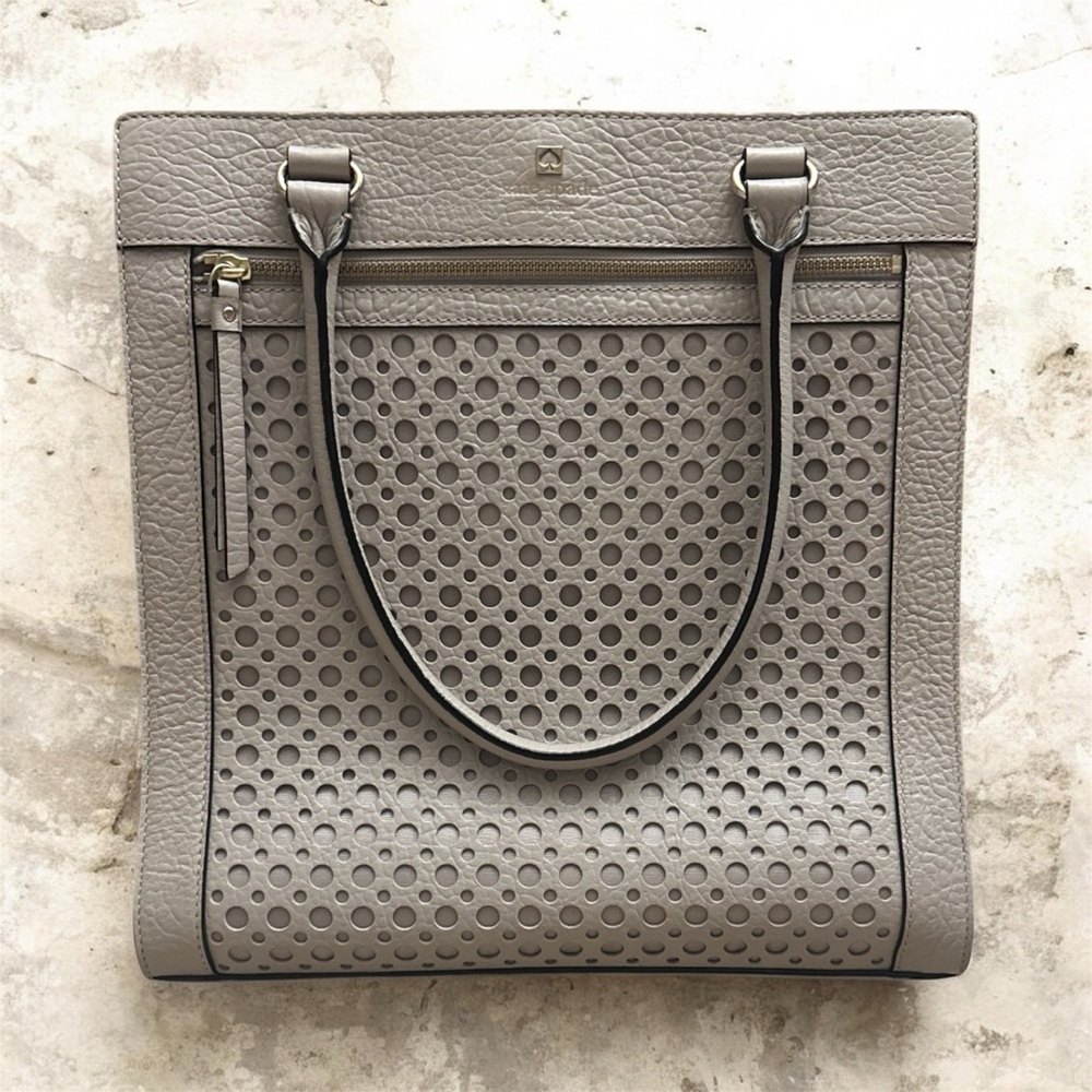 Kate Spade Perri Lane Bubbles Lynne gray leather tote